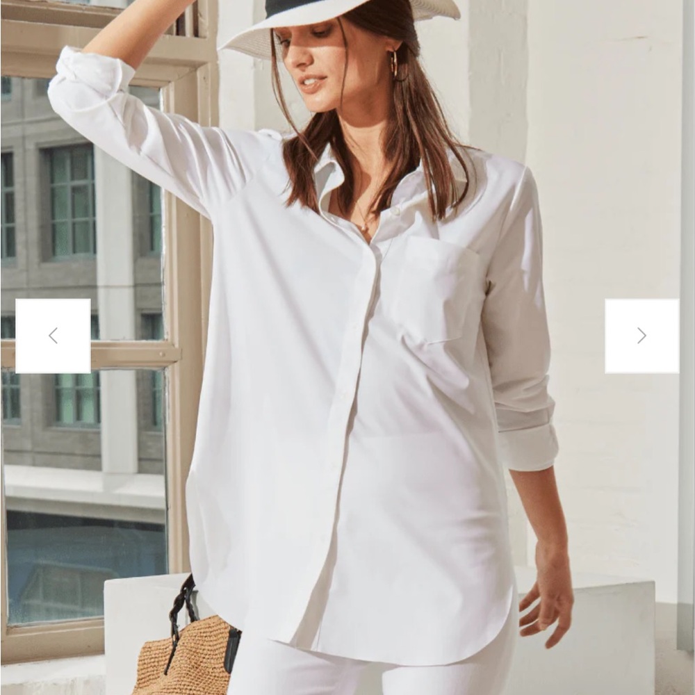 Lysse White Schiffer Button Down Shirt Size Small